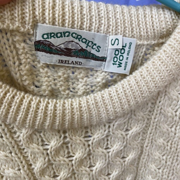 Aran Crafts Ireland Fisherman Sweater Pullover Womens Size S Vintage 100% Wool - Picture 9 of 15